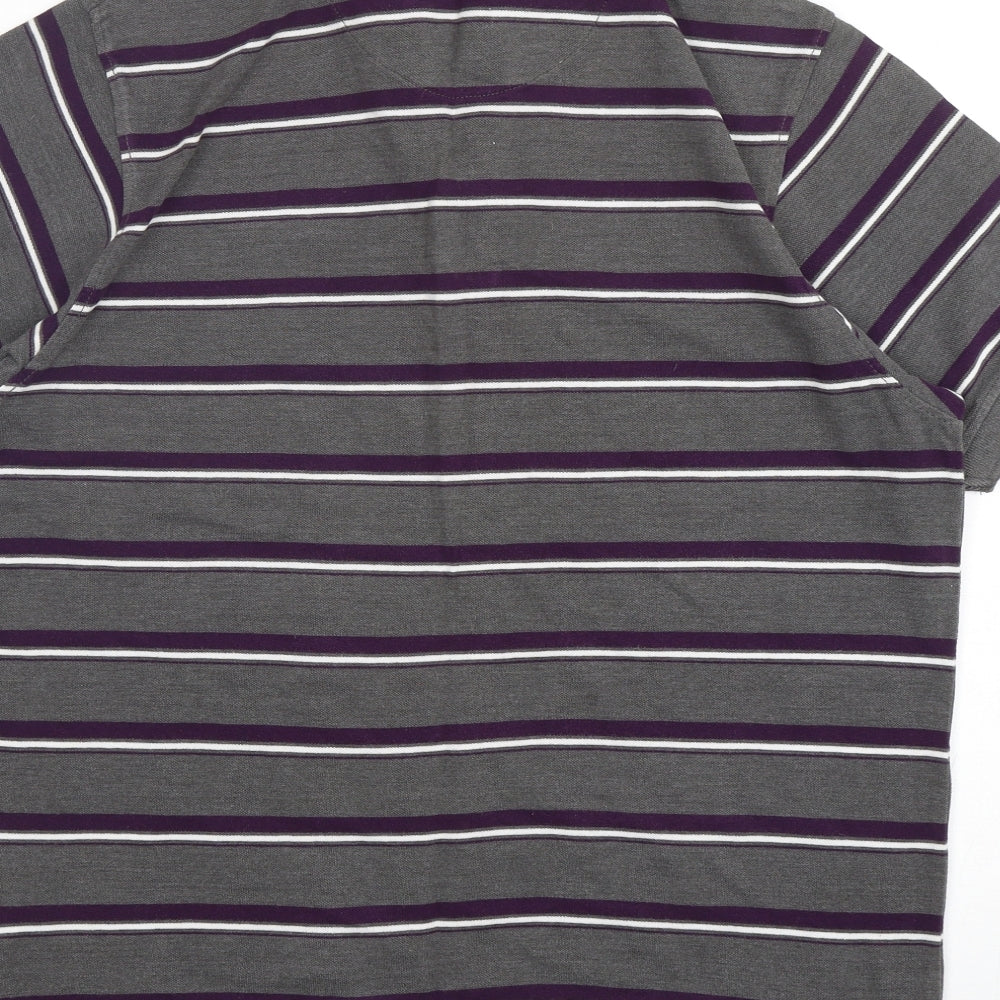 Pierre Cardin  Mens Multicoloured Striped Cotton  Polo Size L Collared