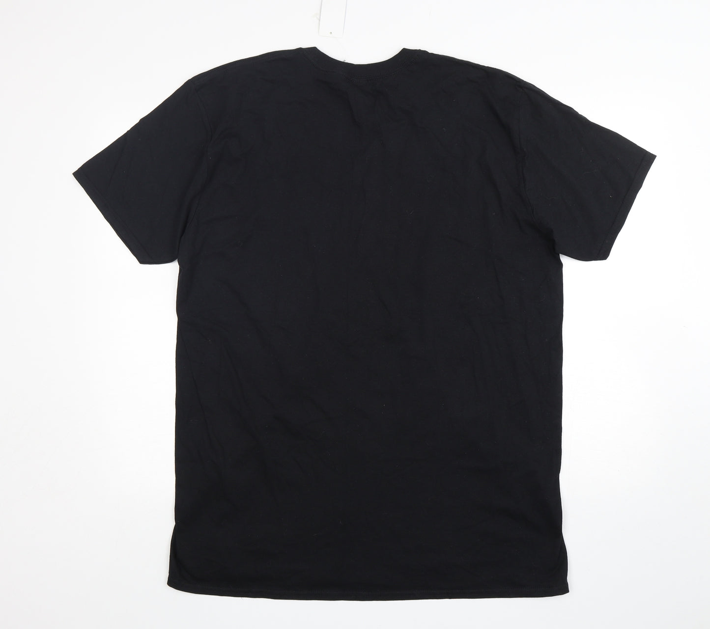 Gildan Mens Black  Cotton  T-Shirt Size XL Round Neck  - motorbike