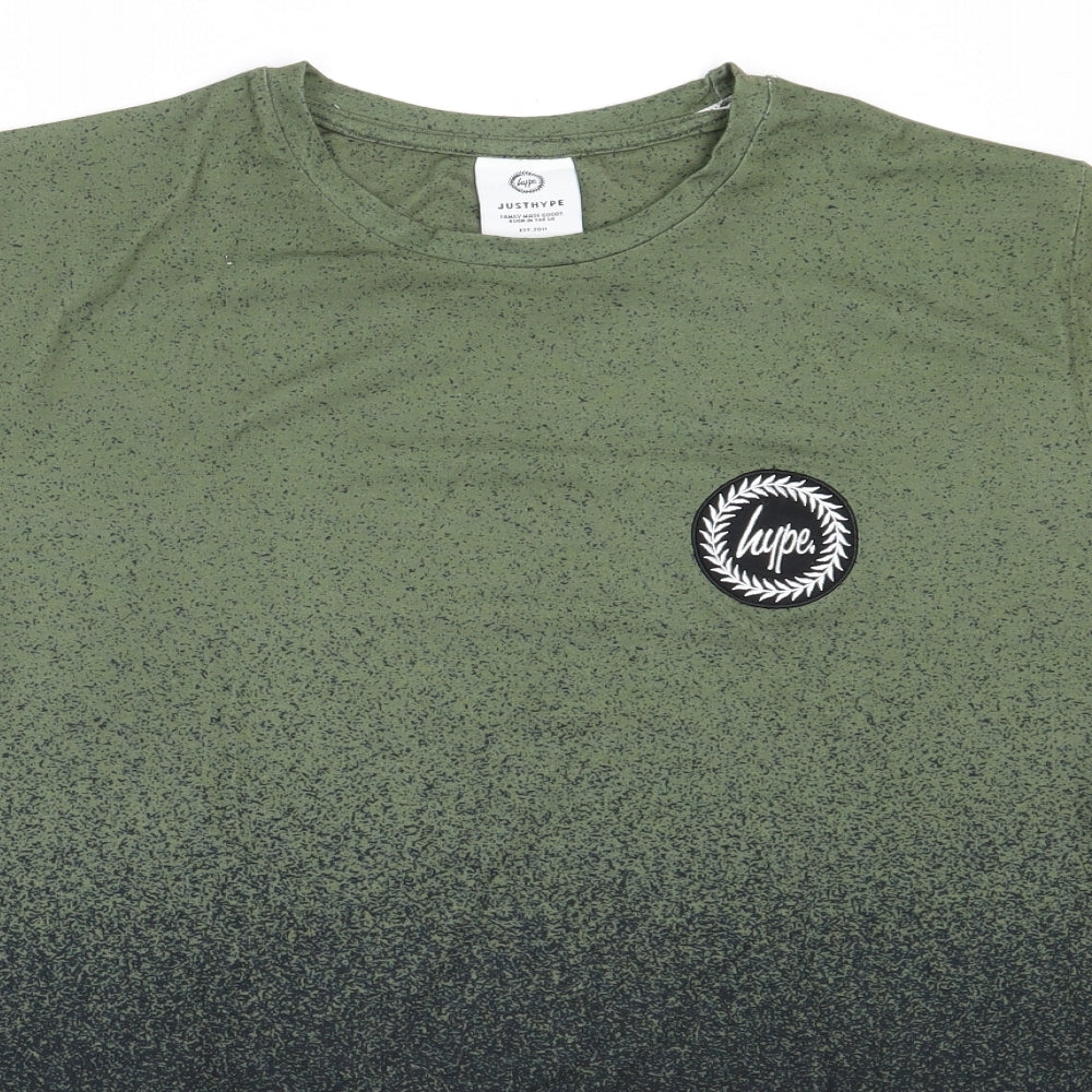 Just Hype Mens Green  Polyester  T-Shirt Size L Round Neck
