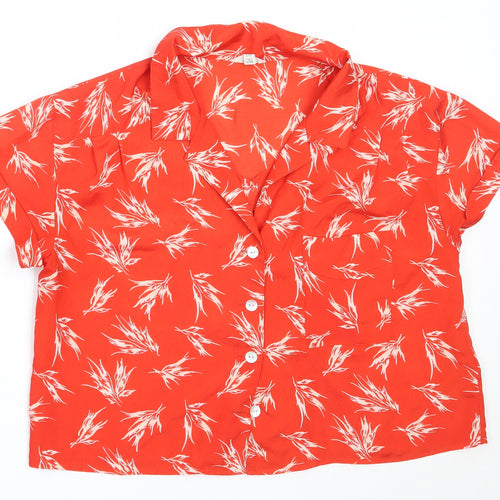 I Love H81 Womens Red  Polyester Basic Button-Up Size L Collared