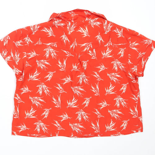 I Love H81 Womens Red  Polyester Basic Button-Up Size L Collared