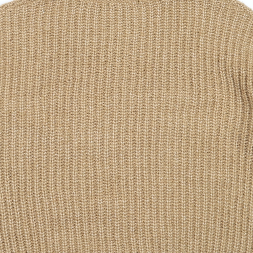 157 Womens Beige Roll Neck  Acrylic Pullover Jumper Size M