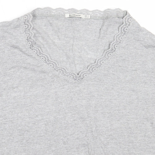 Stradivarius Womens Grey V-Neck  Acrylic Pullover Jumper Size M