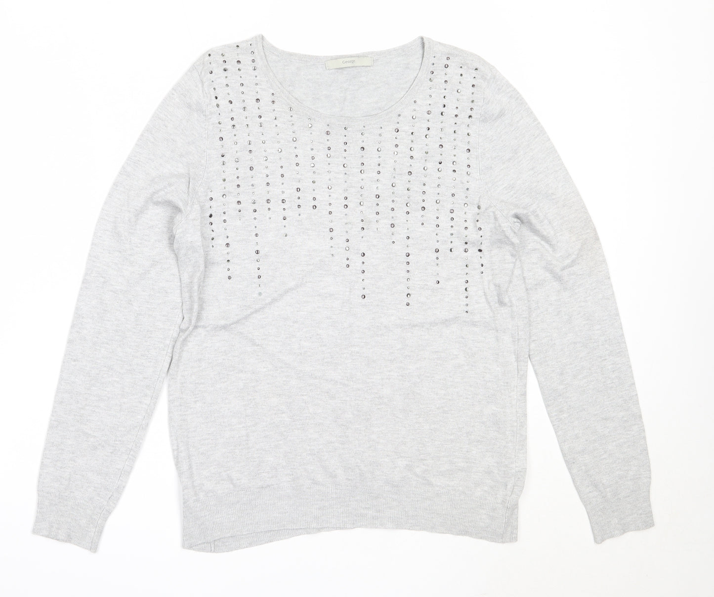 George Womens Grey Round Neck  Viscose Pullover Jumper Size 12
