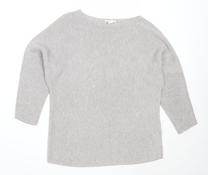 H&M Womens Grey Round Neck Viscose Pullover Jumper Size XS