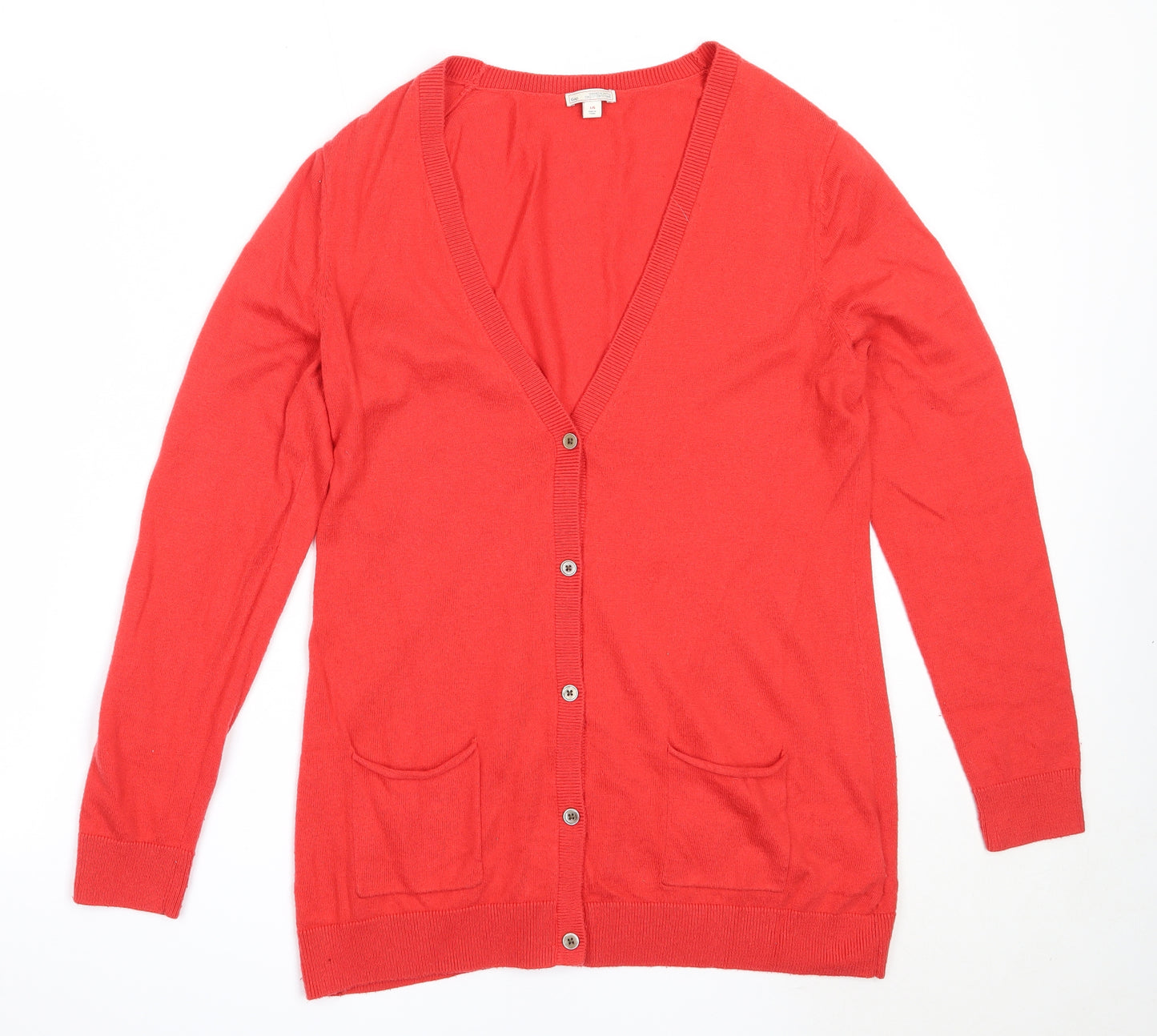 Gap Womens Red V-Neck  Nylon Cardigan Jumper Size L