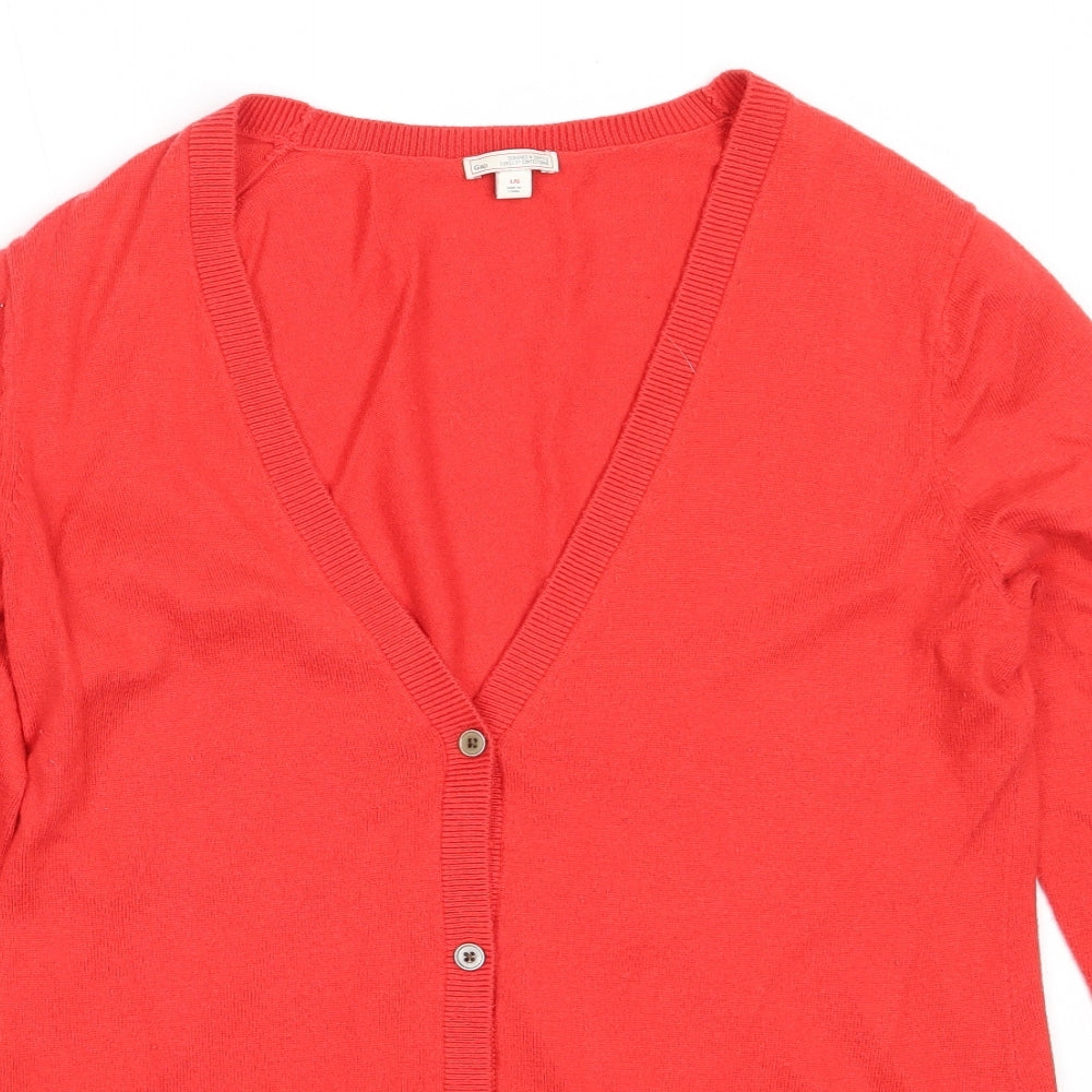 Gap Womens Red V-Neck  Nylon Cardigan Jumper Size L