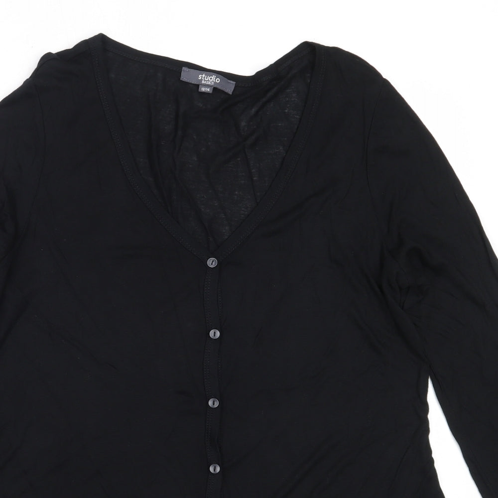 Studio Womens Black V-Neck  Viscose Cardigan Jumper Size 12