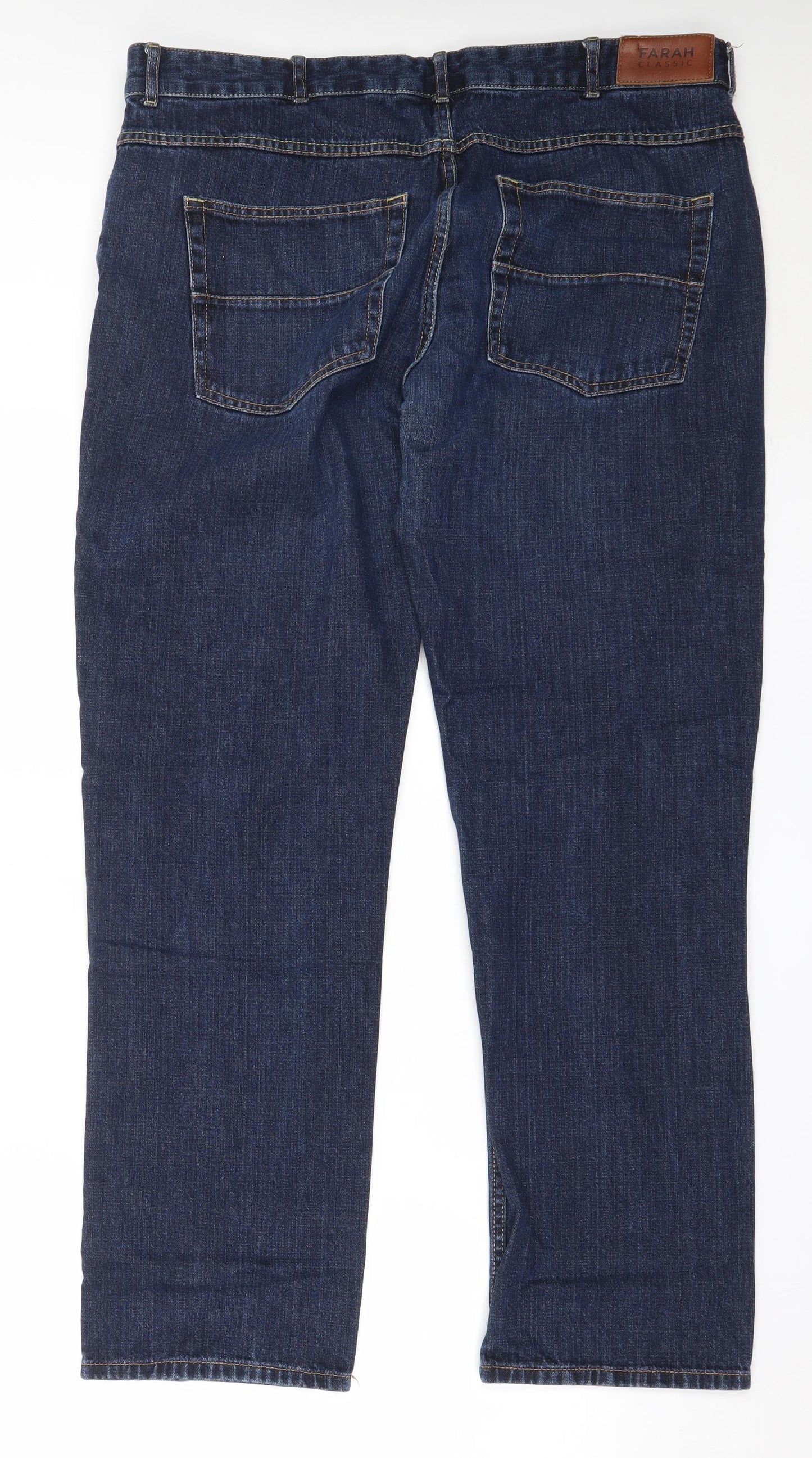 Farah Mens Blue  Cotton Straight Jeans Size 38 in L31 in Regular