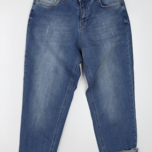 Select Womens Blue  Cotton Cropped Jeans Size 10 L24 in Regular Button