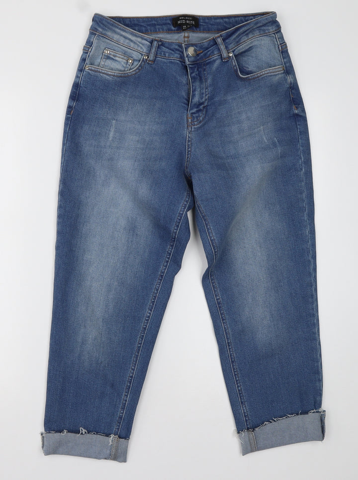 Select Womens Blue Cotton Cropped Jeans Size 10 L24 in Regular Button