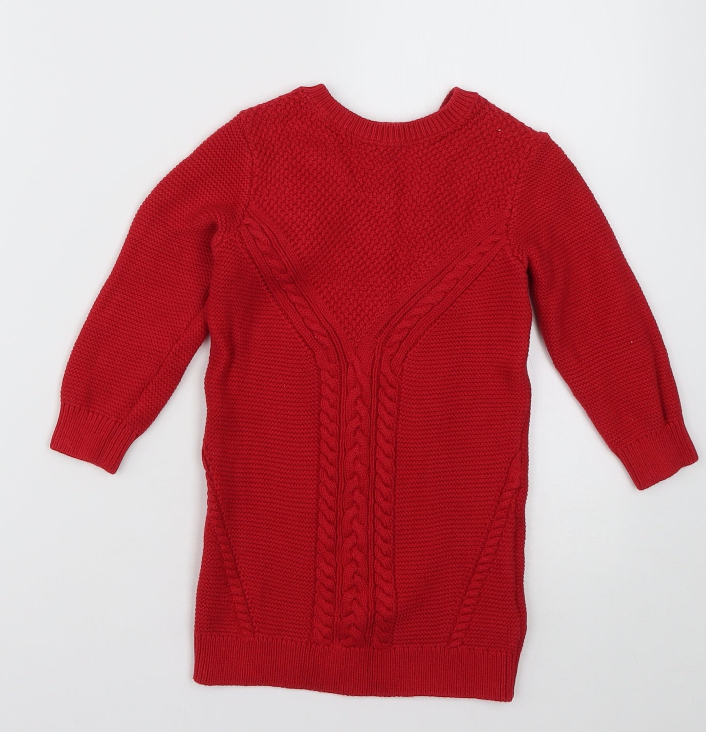 F&F Girls Red  Cotton Jumper Dress  Size 18-24 Months  Crew Neck Pullover