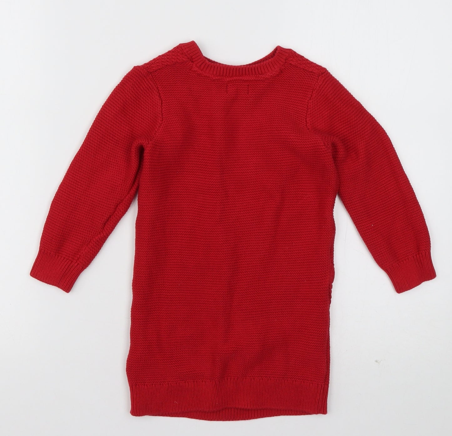 F&F Girls Red  Cotton Jumper Dress  Size 18-24 Months  Crew Neck Pullover