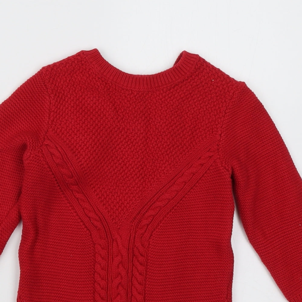 F&F Girls Red  Cotton Jumper Dress  Size 18-24 Months  Crew Neck Pullover