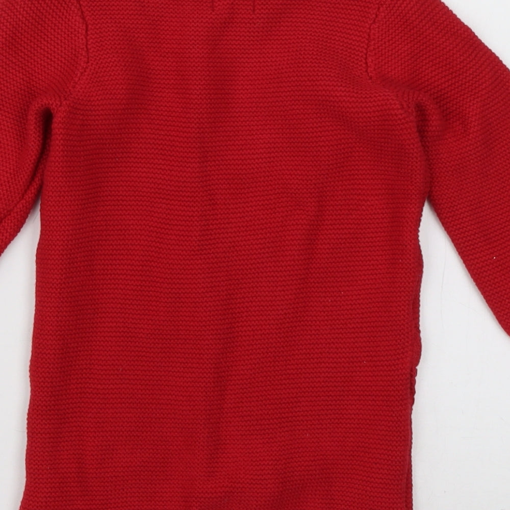 F&F Girls Red  Cotton Jumper Dress  Size 18-24 Months  Crew Neck Pullover