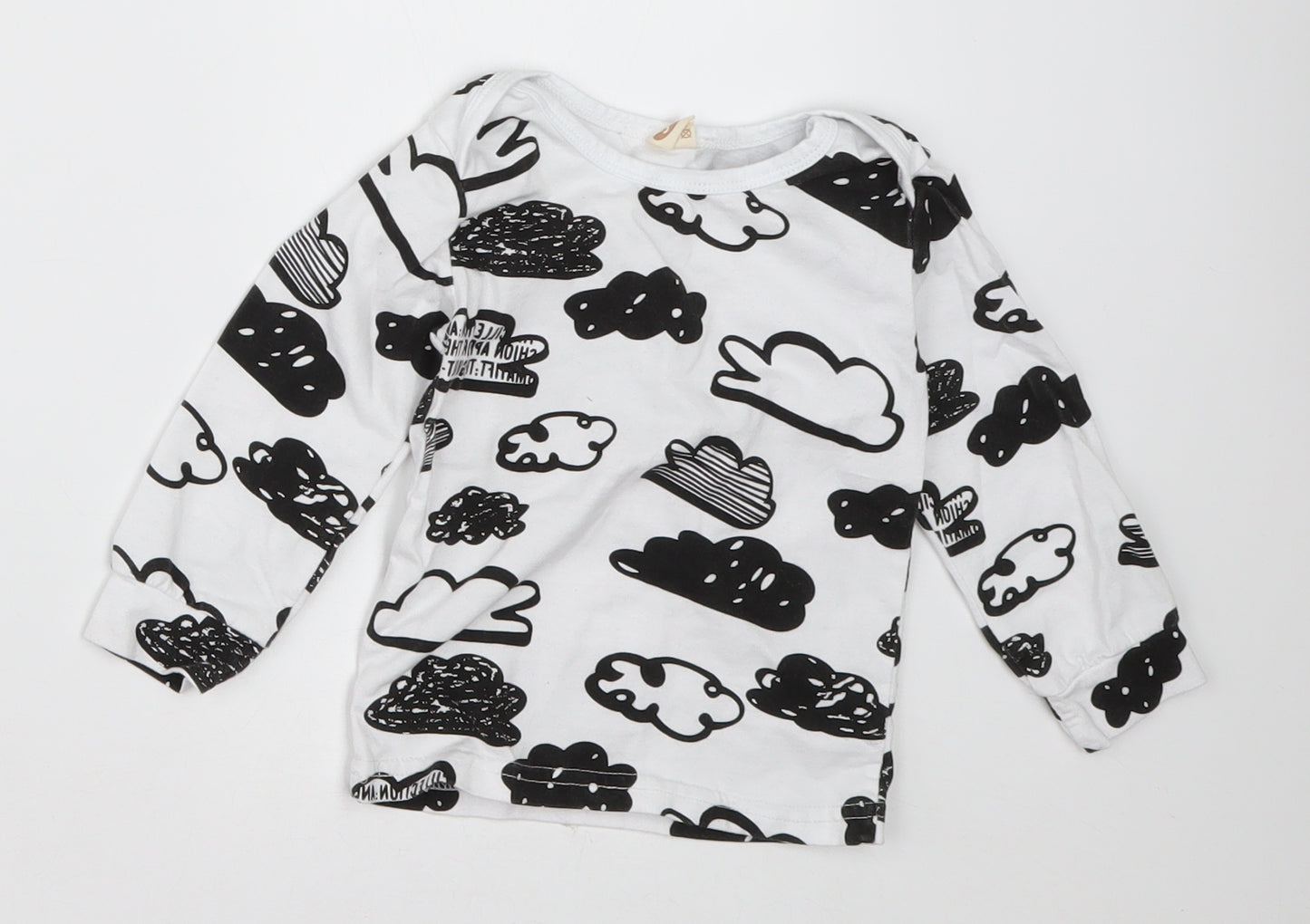 Preworn Baby White Geometric Cotton  Pyjama Set Size 12-18 Months  Pullover