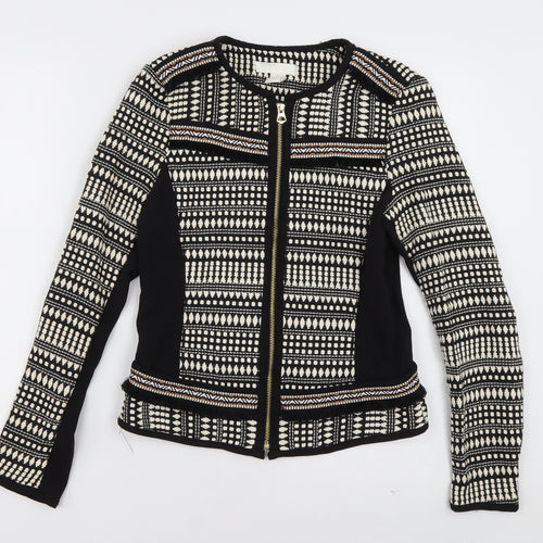 H&M Womens Black Geometric  Jacket  Size 6  Zip