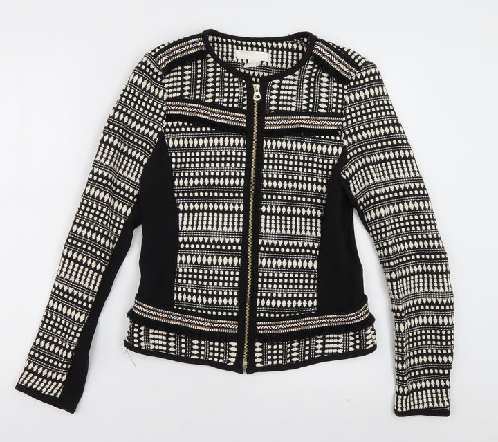 H&M Womens Black Geometric  Jacket  Size 6  Zip