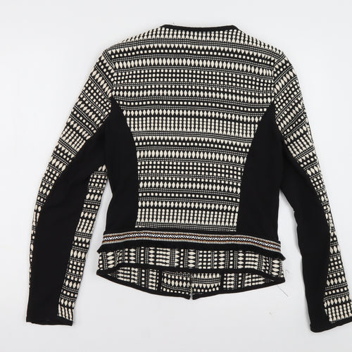 H&M Womens Black Geometric  Jacket  Size 6  Zip
