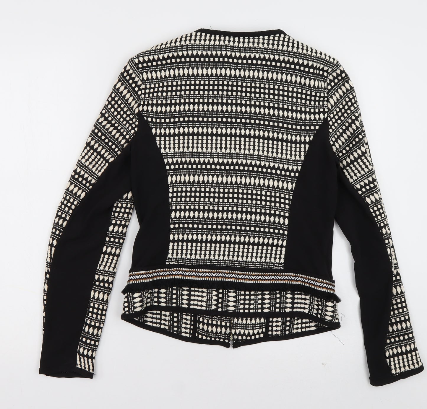 H&M Womens Black Geometric  Jacket  Size 6  Zip