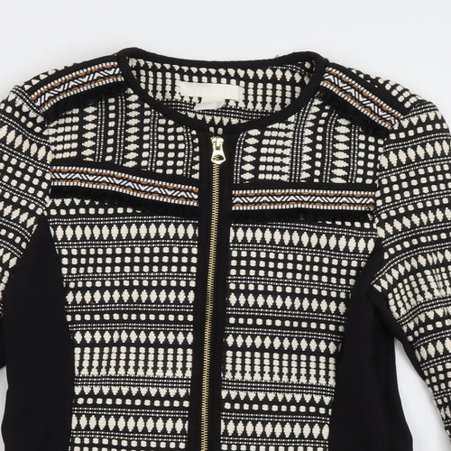 H&M Womens Black Geometric  Jacket  Size 6  Zip