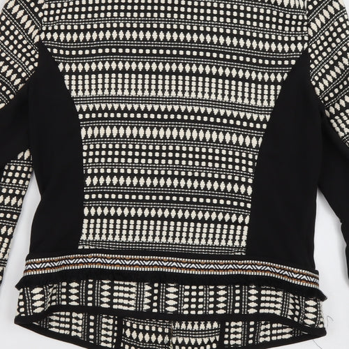 H&M Womens Black Geometric  Jacket  Size 6  Zip
