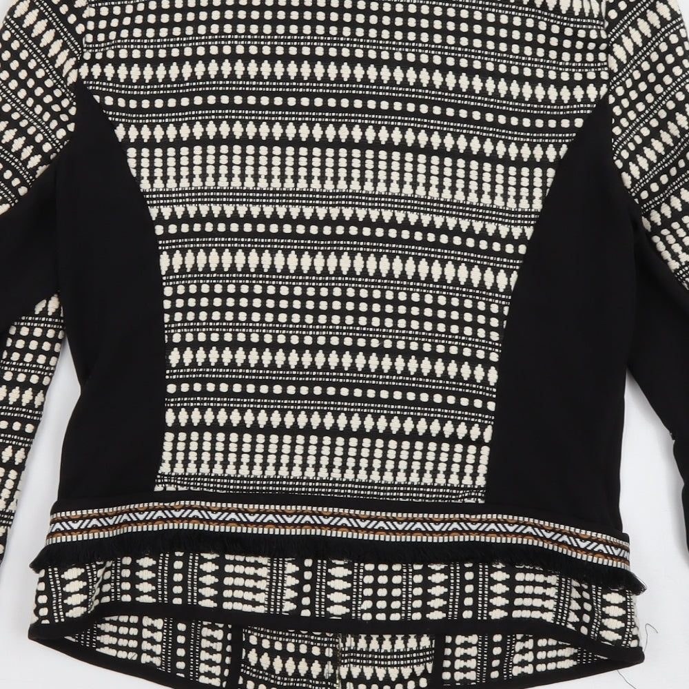 H&M Womens Black Geometric  Jacket  Size 6  Zip