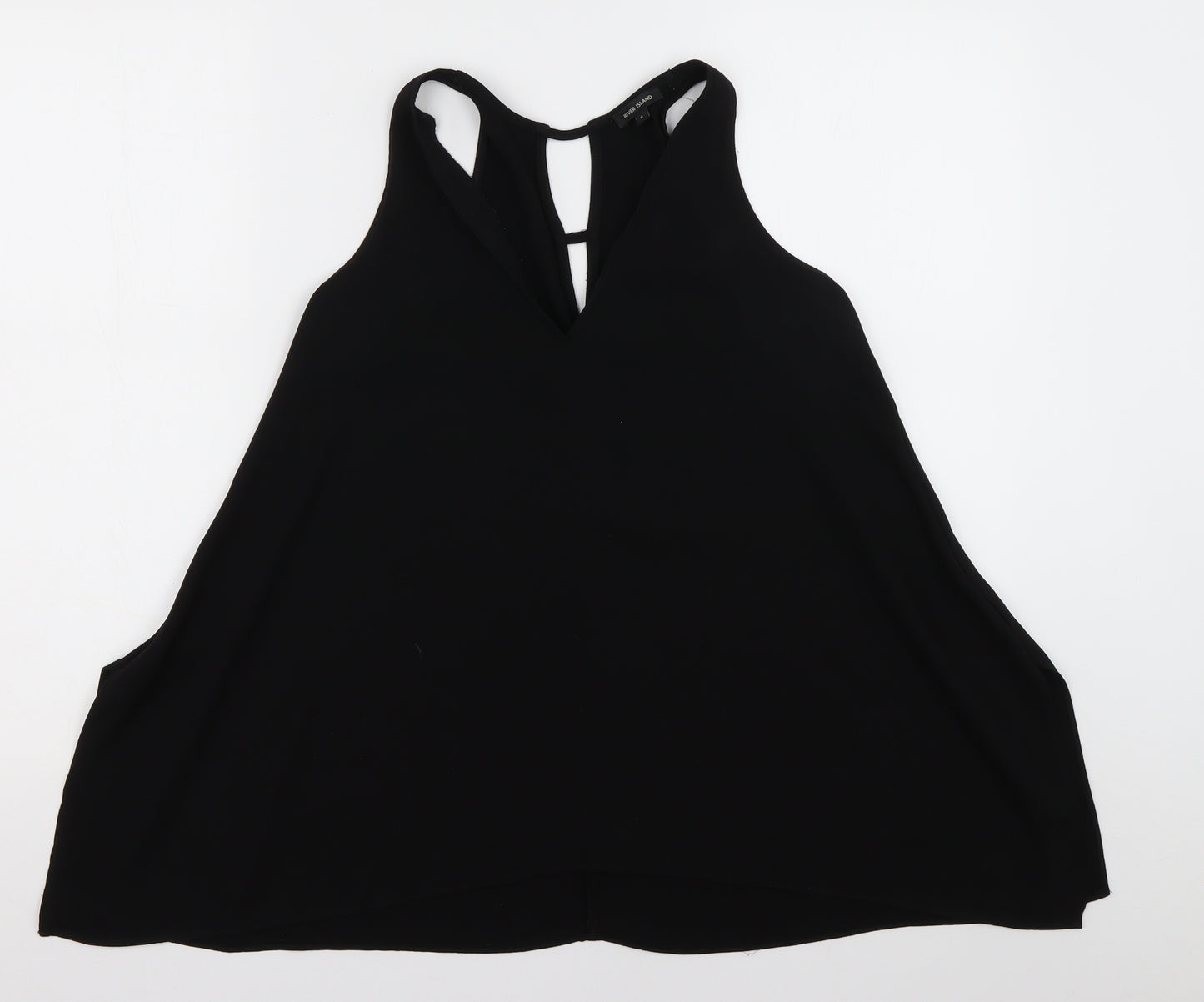 River Island Womens Black  Polyester Basic Tank Size 6 V-Neck