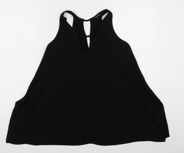 River Island Womens Black  Polyester Basic Tank Size 6 V-Neck