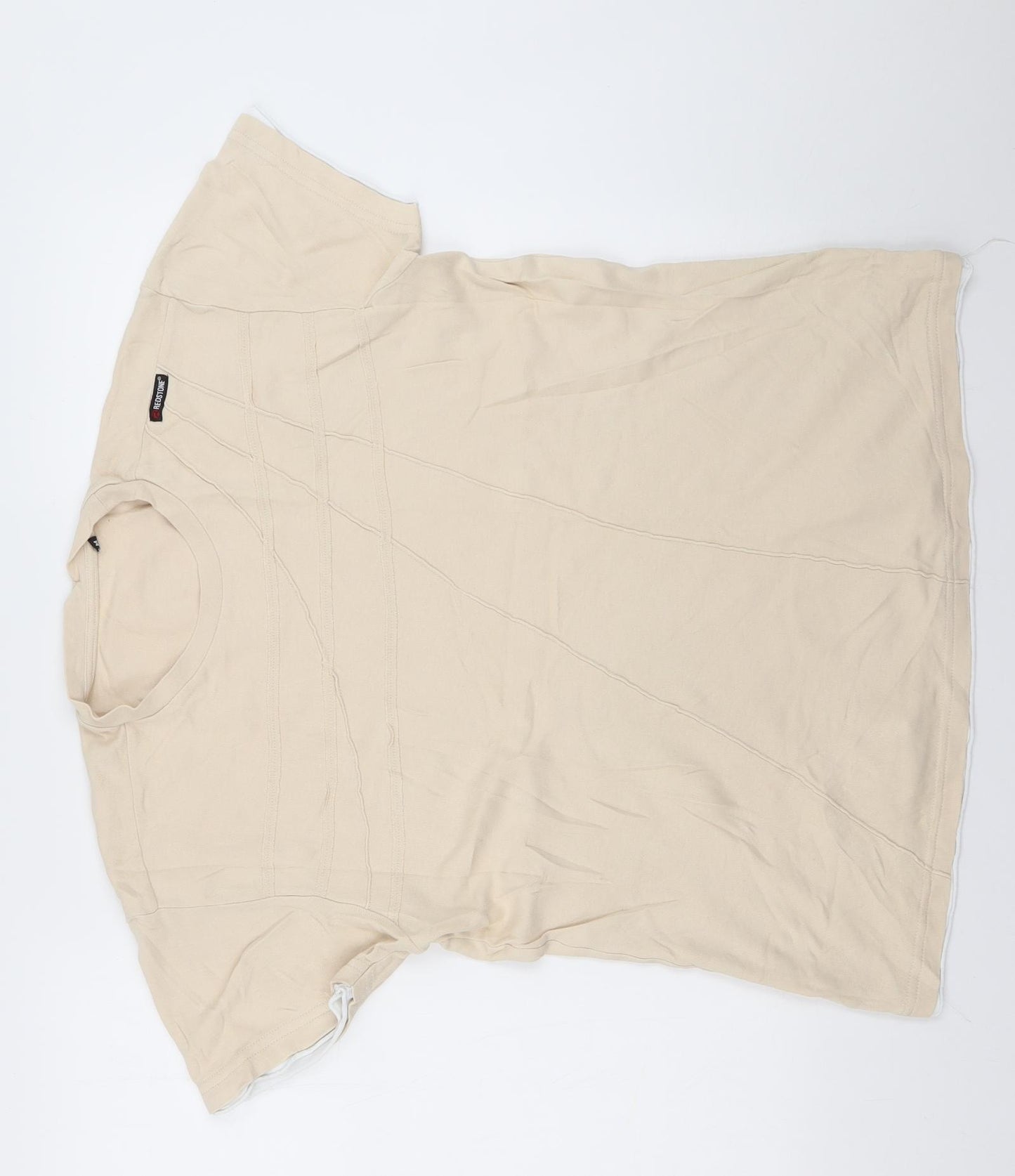redstone Mens Beige  Cotton  T-Shirt Size M Crew Neck
