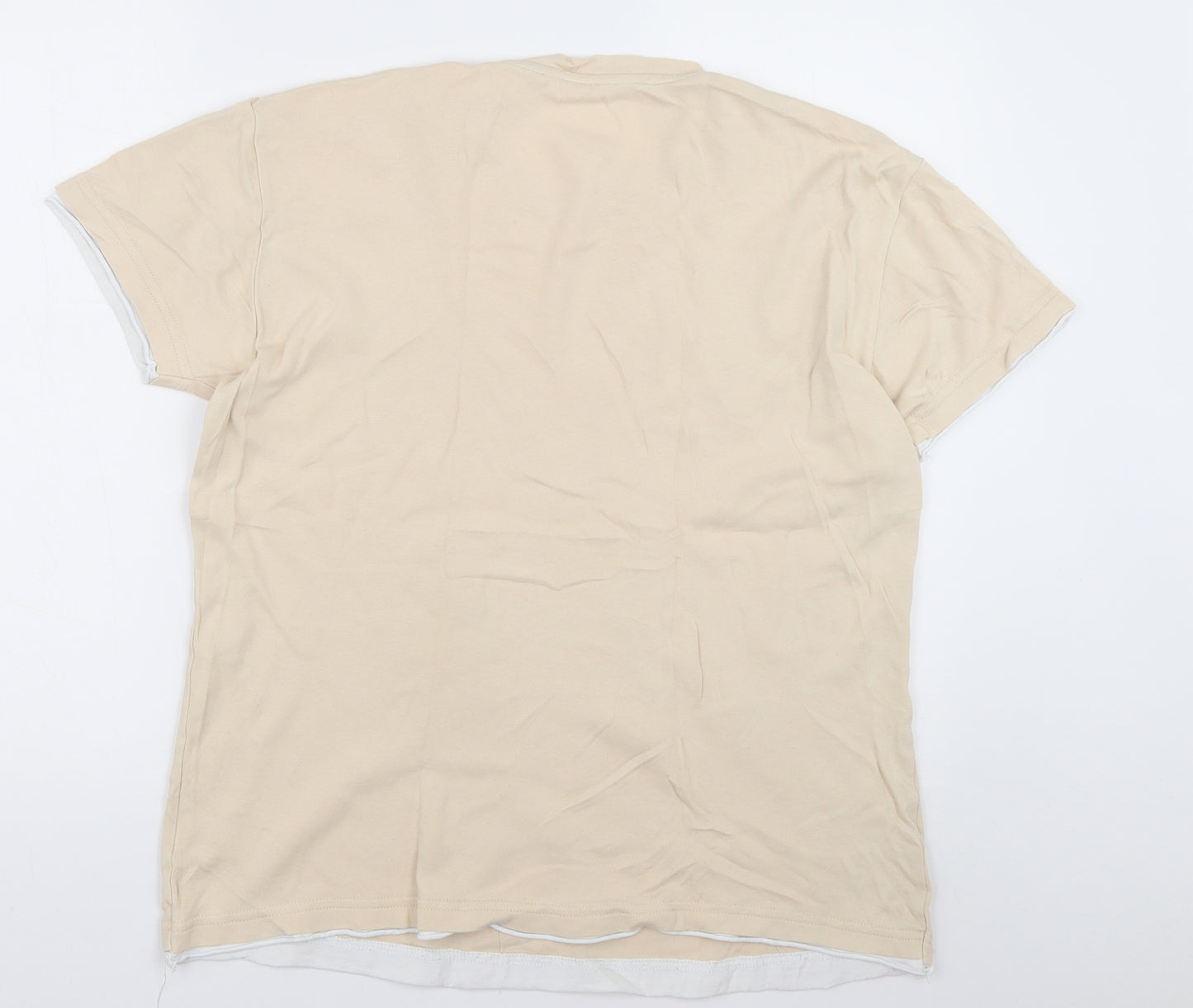 redstone Mens Beige  Cotton  T-Shirt Size M Crew Neck