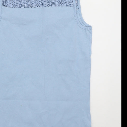 sainsburys Womens Blue  Cotton Basic Tank Size 10 Crew Neck
