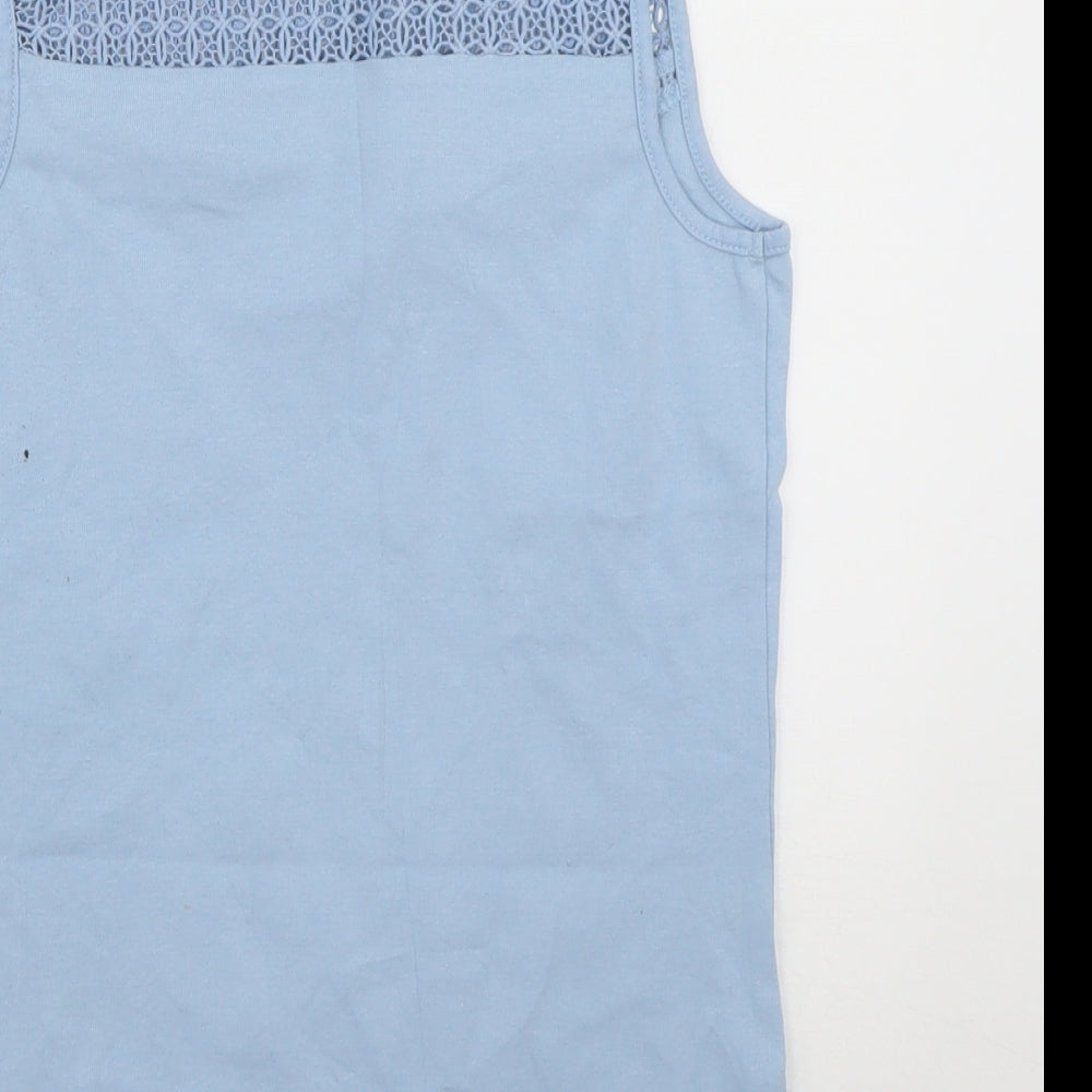 sainsburys Womens Blue  Cotton Basic Tank Size 10 Crew Neck