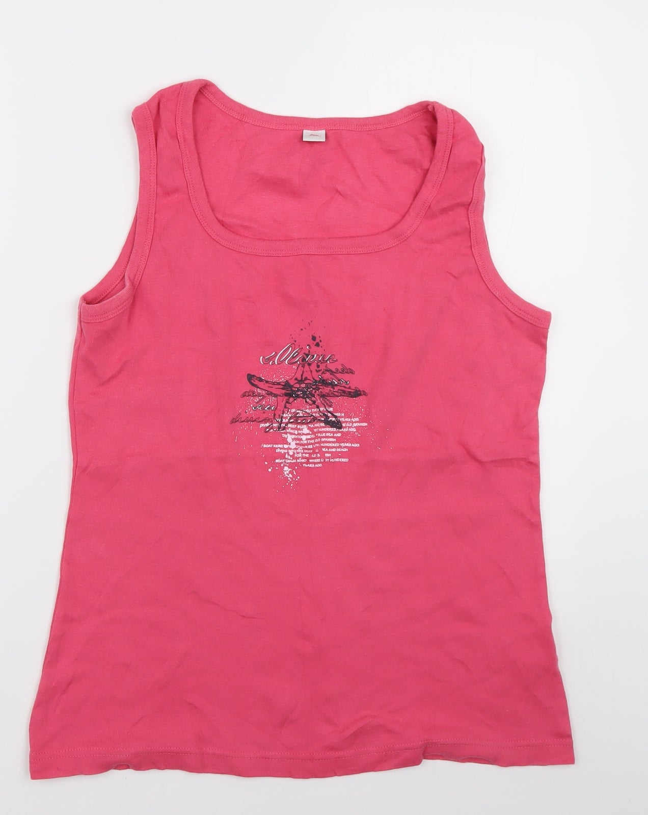 s oliver Womens Pink  Cotton Basic Tank Size 14 Scoop Neck
