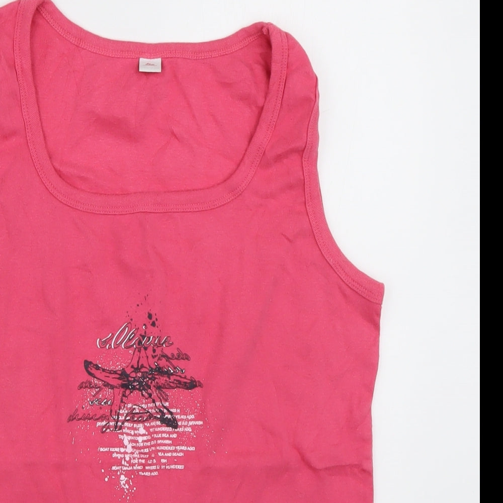 s oliver Womens Pink  Cotton Basic Tank Size 14 Scoop Neck