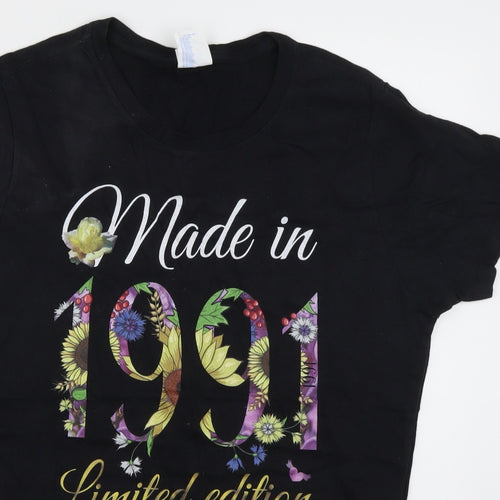 Port & Company Womens Black  Cotton Basic T-Shirt Size M Crew Neck - made in 1991