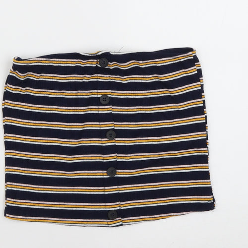 New Look Womens Blue Striped Polyester Tunic Tank Size 12 One Shoulder