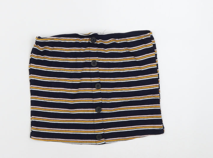 New Look Womens Blue Striped Polyester Tunic Tank Size 12 One Shoulder