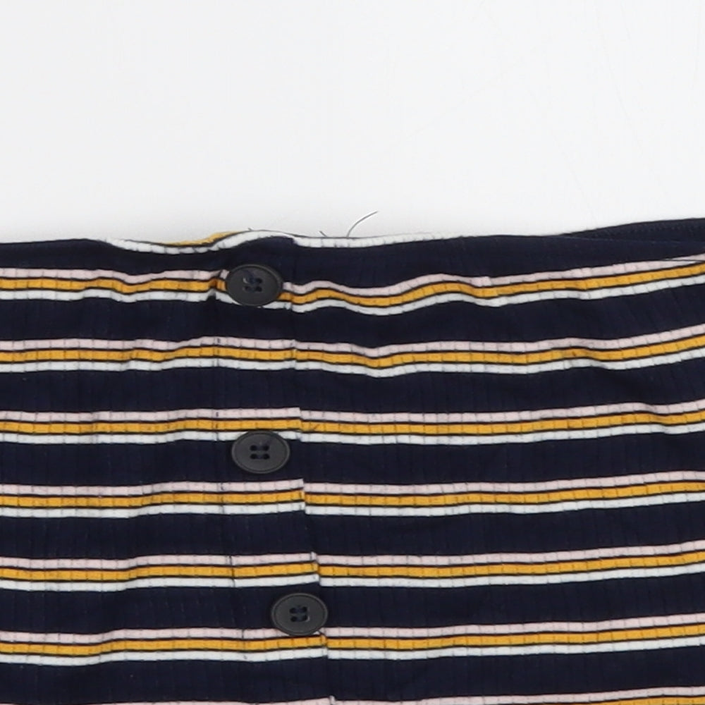 New Look Womens Blue Striped Polyester Tunic Tank Size 12 One Shoulder