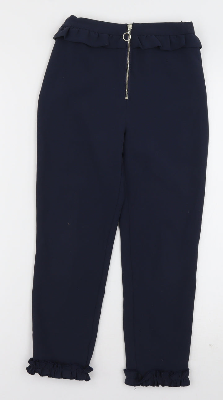 River Island Girls Blue Polyester Capri Trousers Size 9 Months Regular Zip