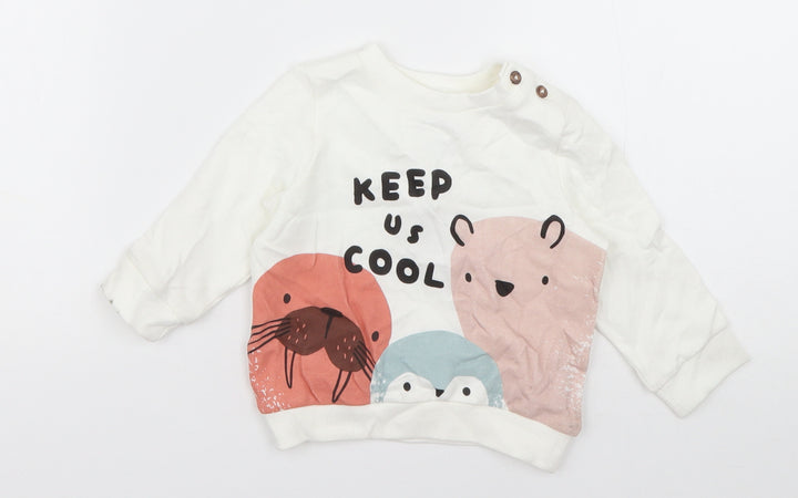 F&F Girls White Cotton Pullover Jumper Size 3-6 Months Pullover - keep us cool