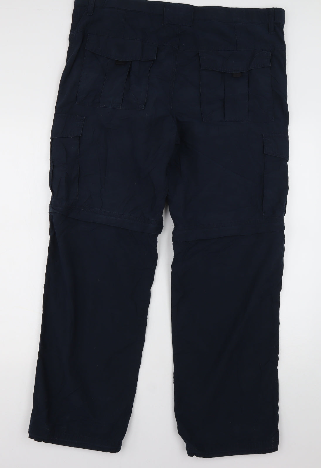 Marks and Spencer Mens Blue  Cotton Cargo Trousers Size 38 L31 in Regular Button