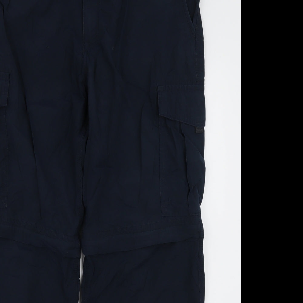 Marks and Spencer Mens Blue  Cotton Cargo Trousers Size 38 L31 in Regular Button