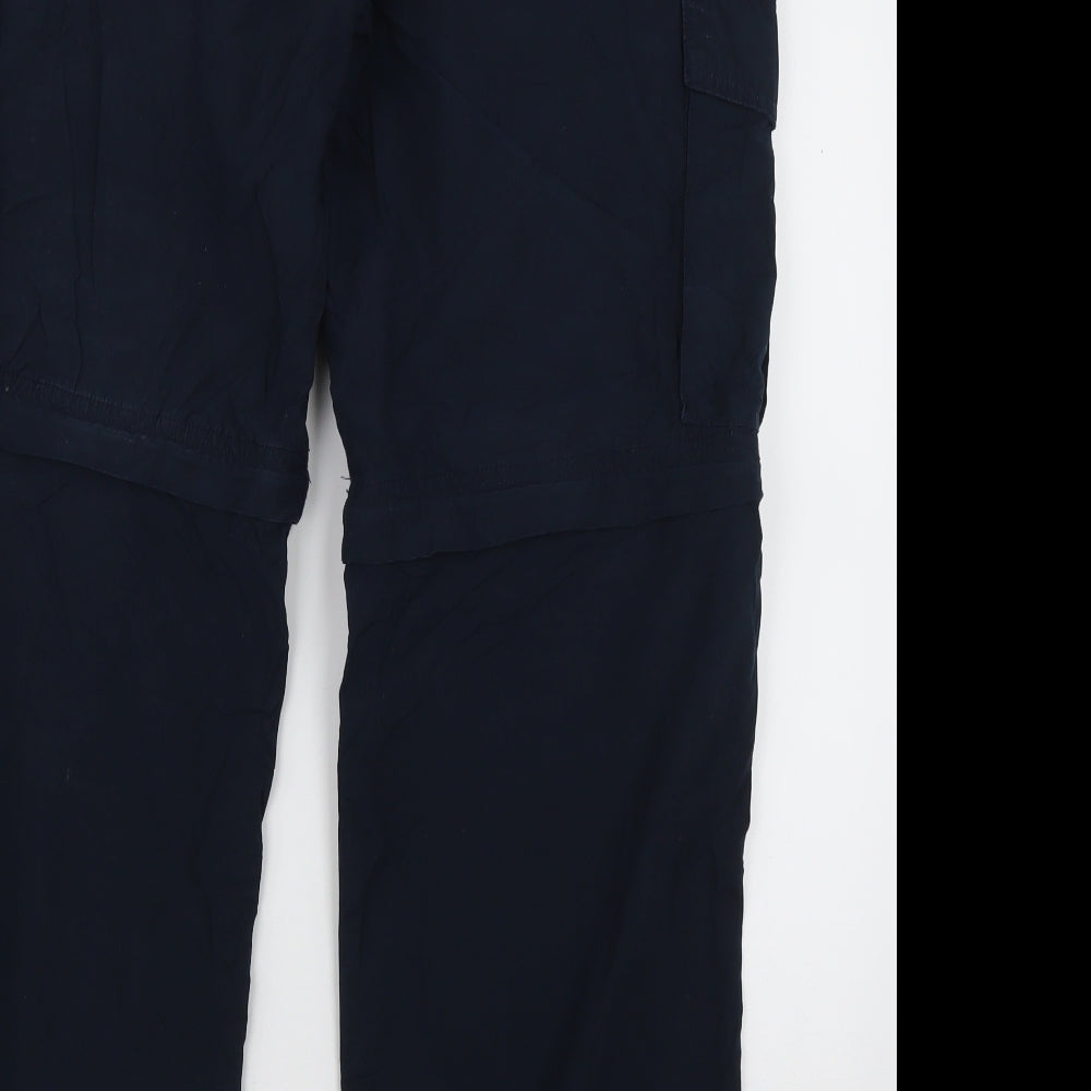 Marks and Spencer Mens Blue  Cotton Cargo Trousers Size 38 L31 in Regular Button