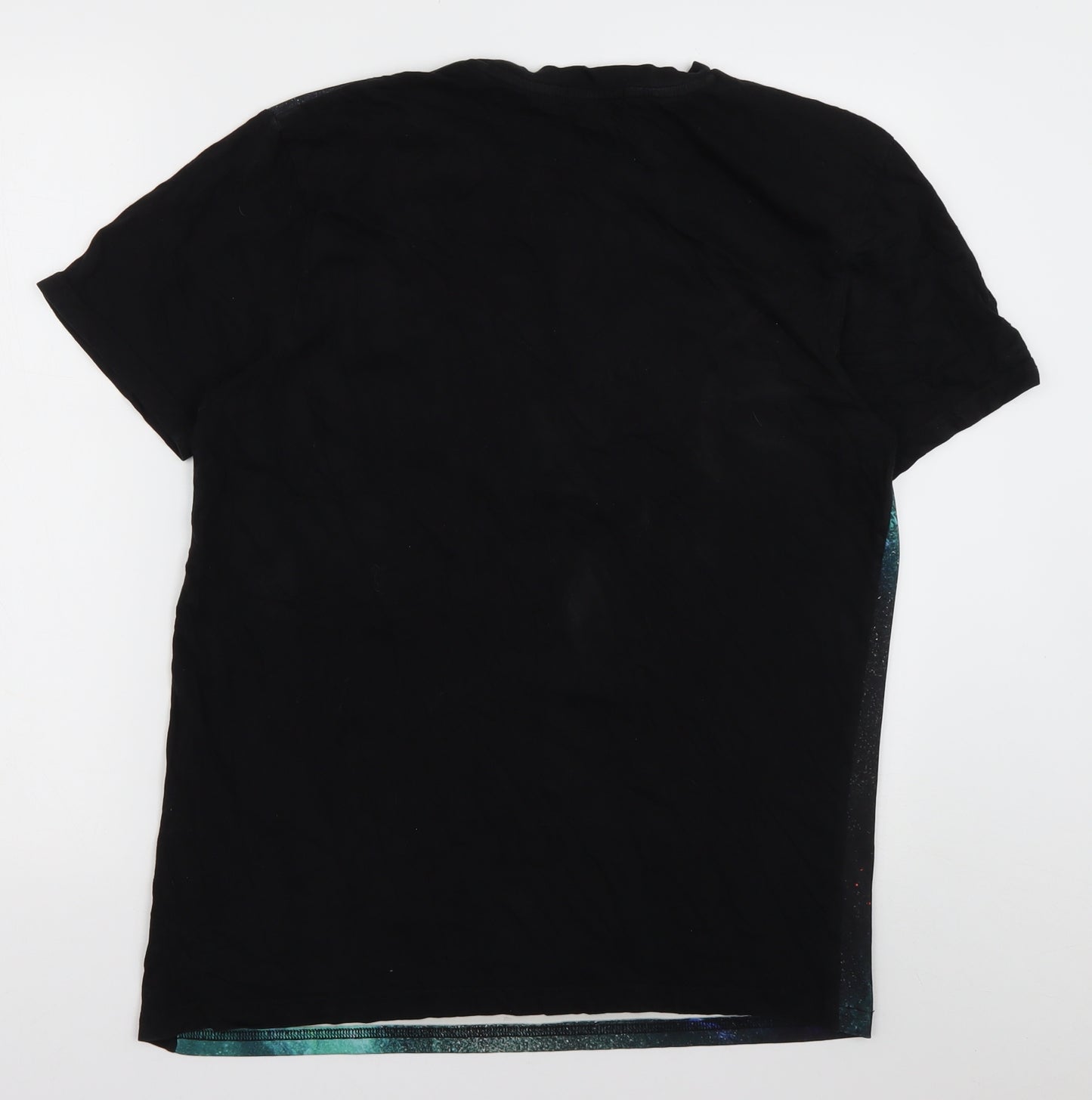 Topman Mens Green Geometric Polyester  T-Shirt Size M Crew Neck