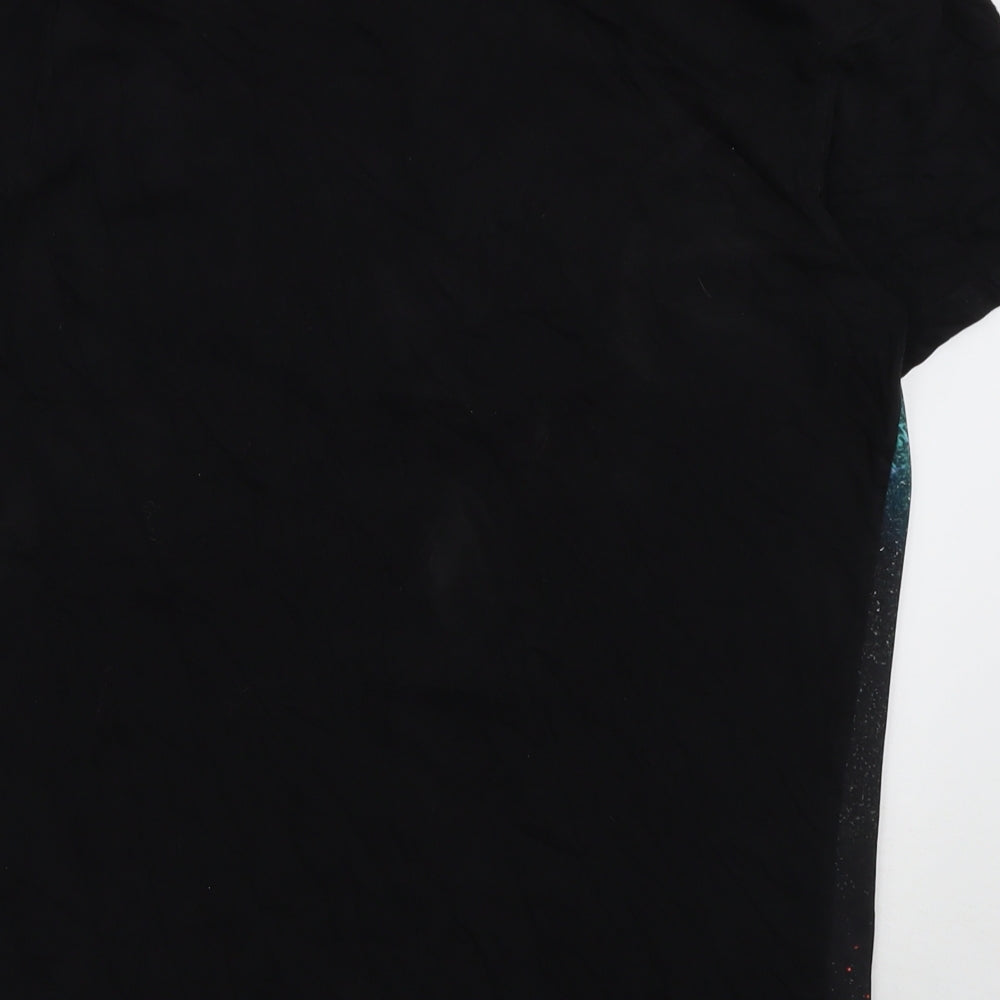 Topman Mens Green Geometric Polyester  T-Shirt Size M Crew Neck