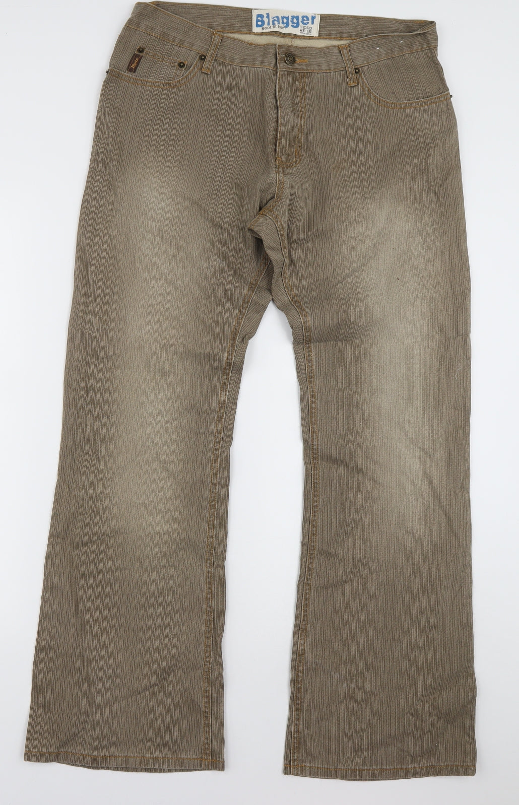 Topman Mens Brown  Cotton Straight Jeans Size 32 L32 in Regular Button