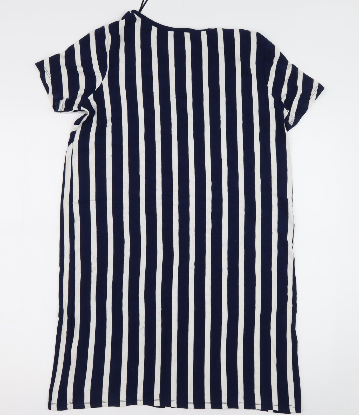 sainsburys Womens Blue Striped Viscose T-Shirt Dress  Size 14  Crew Neck Pullover