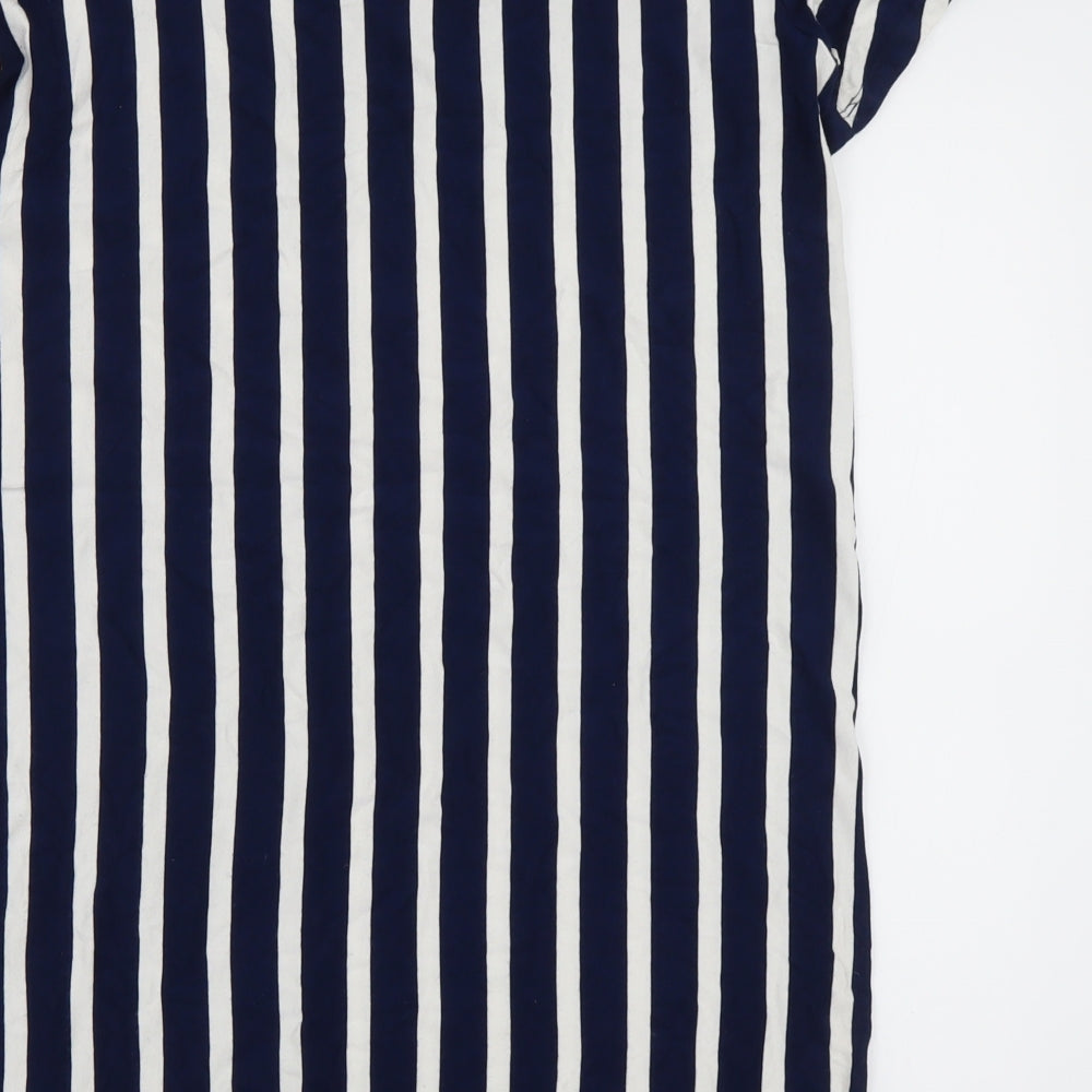 sainsburys Womens Blue Striped Viscose T-Shirt Dress  Size 14  Crew Neck Pullover