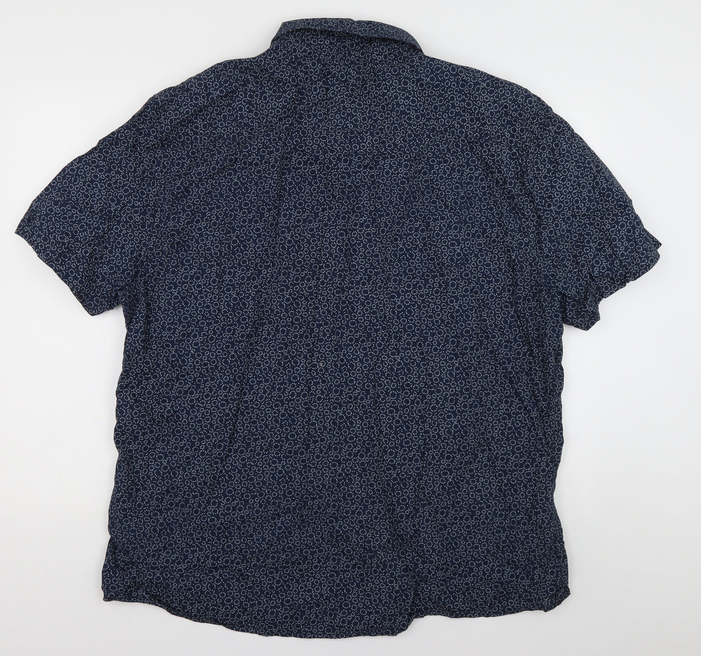 Matalan Mens Blue Geometric Cotton  Button-Up Size 2XL Collared Button